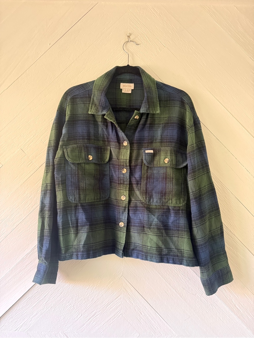 Brixton Green & Navy Plaid Utility Jacket